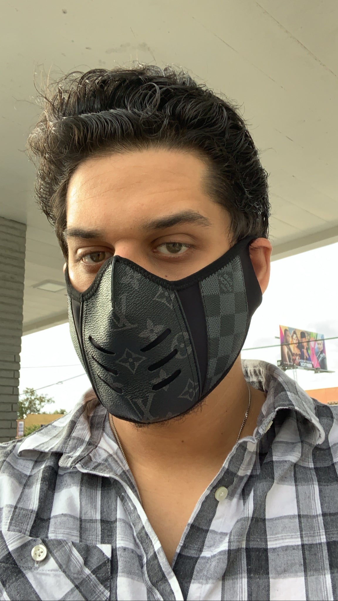 LV Custom Face Mask Brown and Black — COP THAT