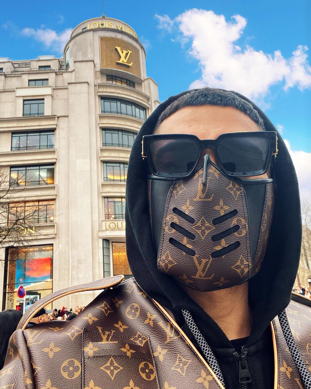 LV Custom Face Mask Brown and Black — COP THAT