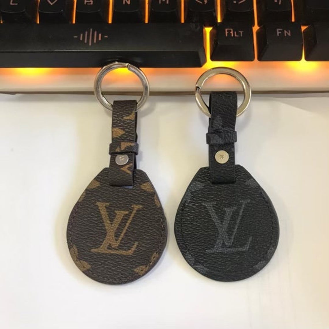 Louis Vuitton Black & Multi Coated Canvas Snap Closure Monogram Keychain